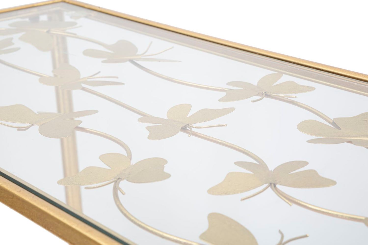 Consoletafel Vlinders Glas Goud 80x100x35 cm