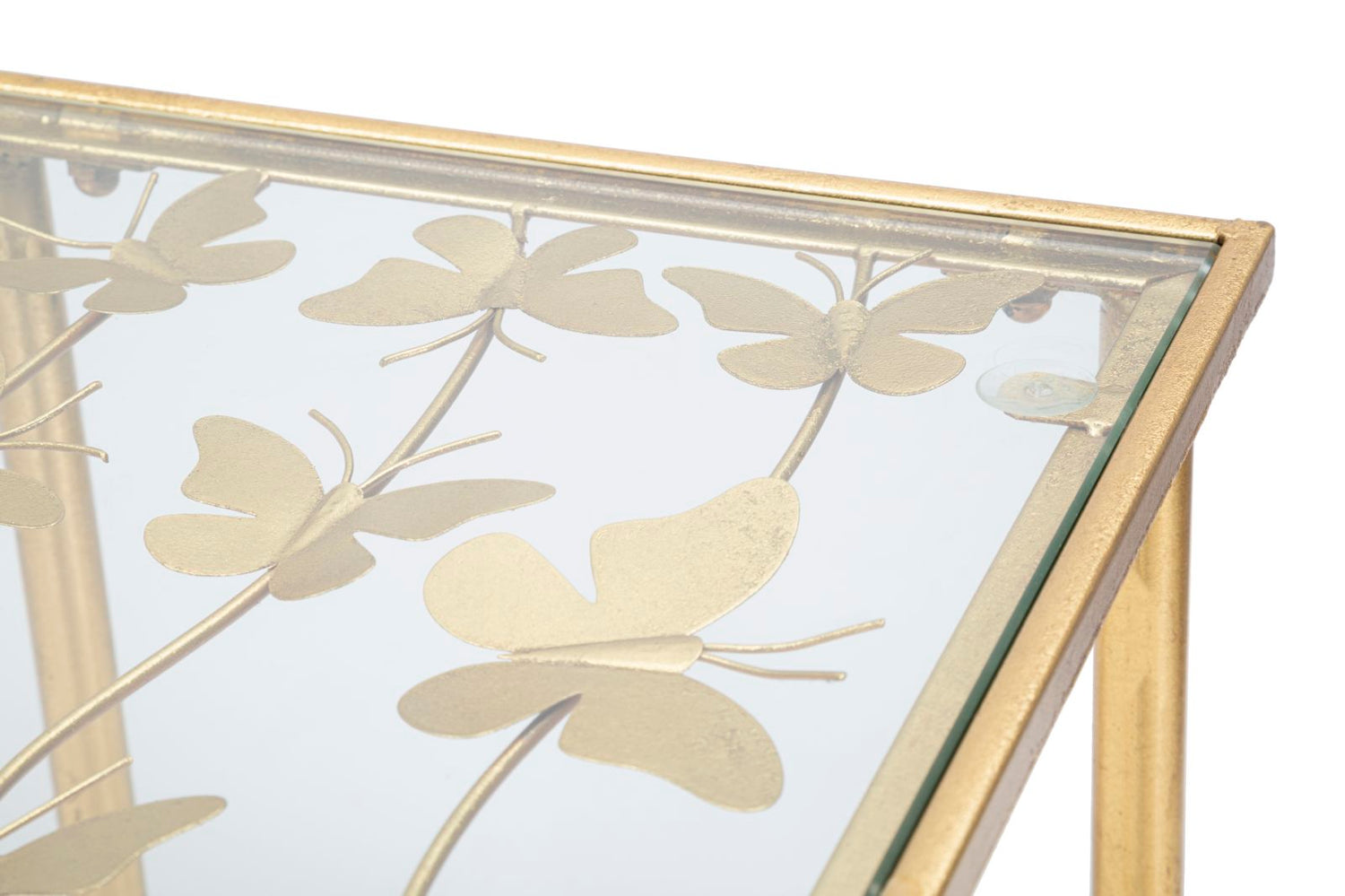 Consoletafel Vlinders Glas Goud 80x100x35 cm