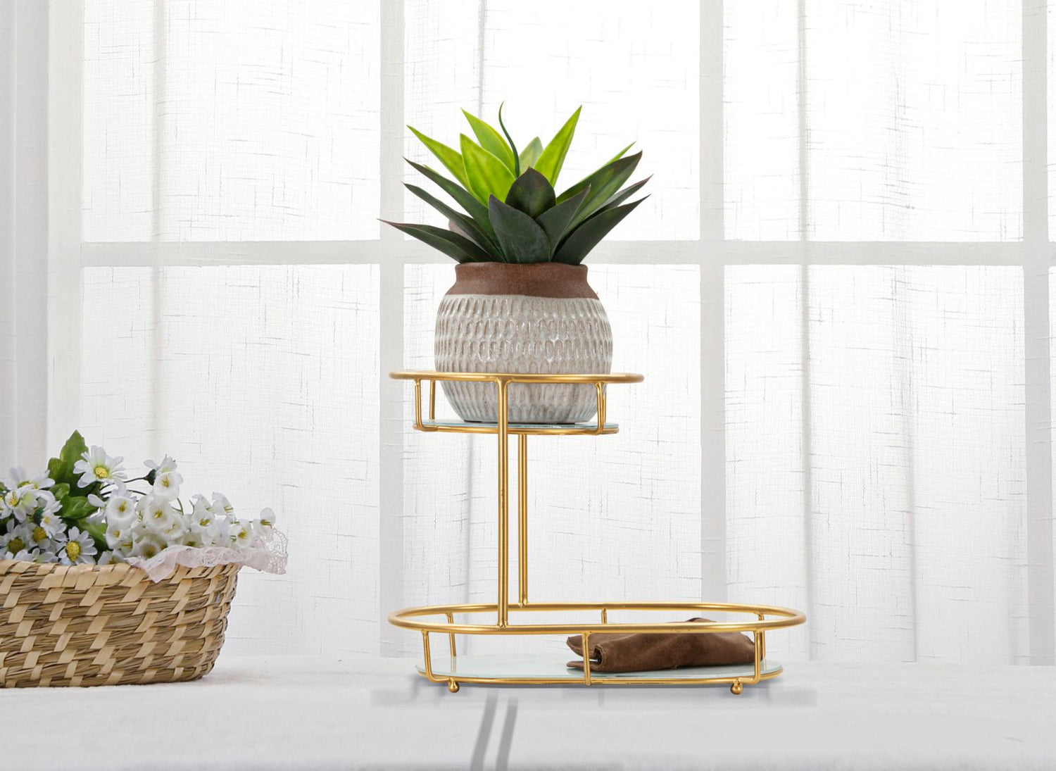 Decoratief Dienblad Twee Niveaus Glam 27x36x22.5 cm