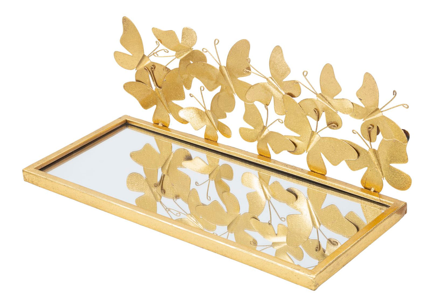 Wandplank Vlinders Set 2 Stuks - Goud 16.5x43x19.2 cm