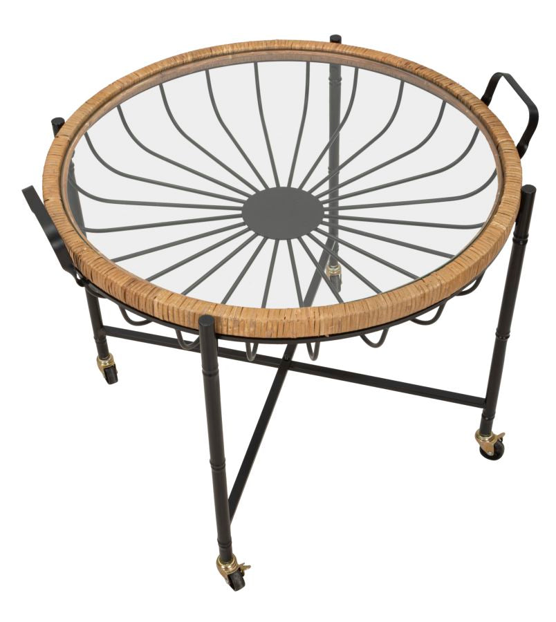 Salontafel Cebu Met Glas En Rattan 70.5x57x65 cm