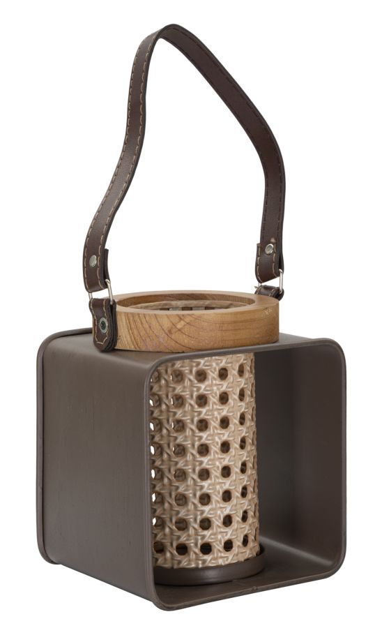 Lantaarn Ijzer-Rattan Boho Chic 20x16x13 cm