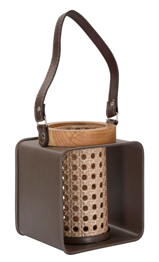 Lantaarn Ijzer-Rattan Boho Chic 20x16x13 cm