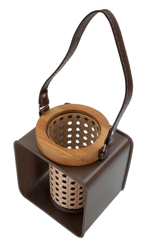 Lantaarn Ijzer-Rattan Boho Chic 20x16x13 cm