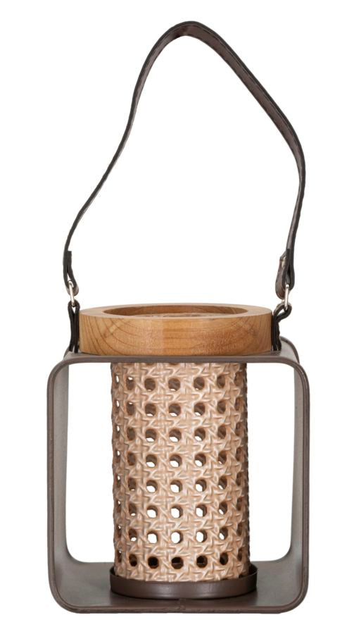 Lantaarn Ijzer-Rattan Boho Chic 20x16x13 cm