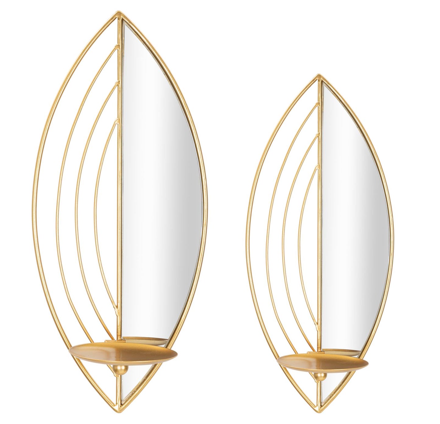 Wandkandelaar Blad Set 2 Stuks - Goud