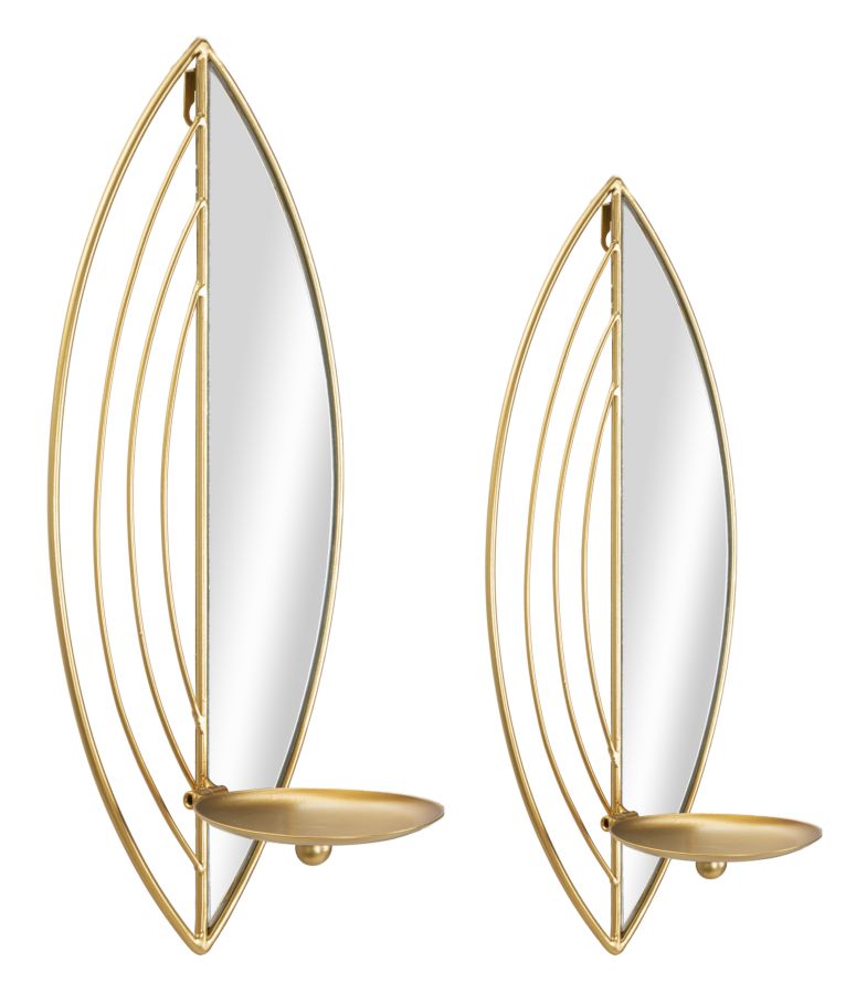 Wandkandelaar Blad Set 2 Stuks - Goud