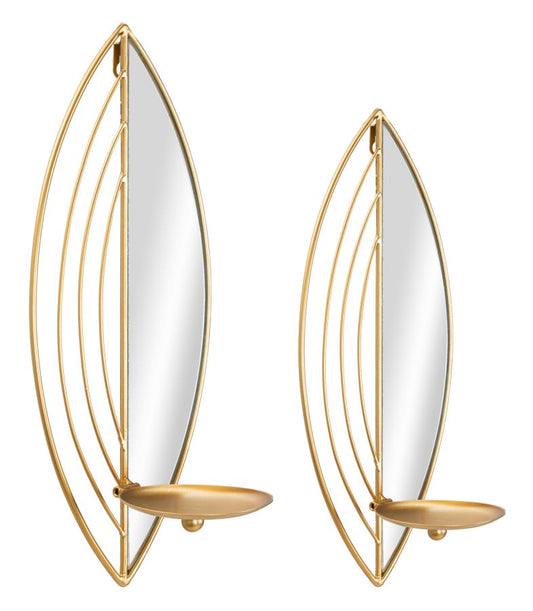 Wandkandelaar Blad Set 2 Stuks - Goud