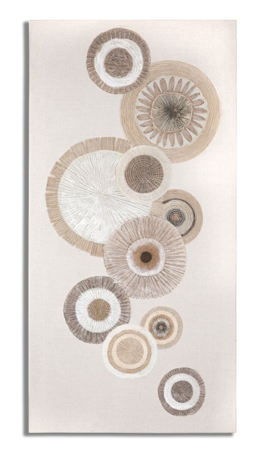Wandschilderij Cirkel Met Reliëf - Boho Chic 100x50x3.2 cm