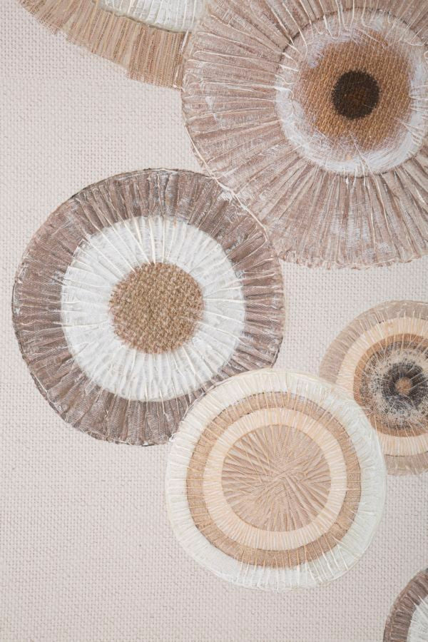 Wandschilderij Cirkel Met Reliëf - Boho Chic 100x50x3.2 cm