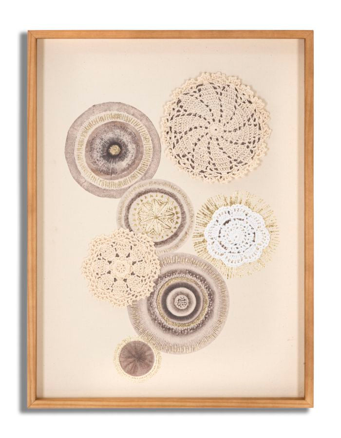 Wandpaneel Cirkel Met Applicatie Boho Chic 60x45x3.2 cm