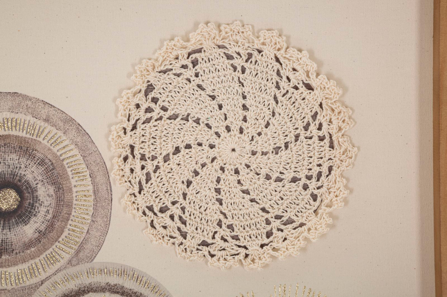 Wandpaneel Cirkel Met Applicatie Boho Chic 60x45x3.2 cm