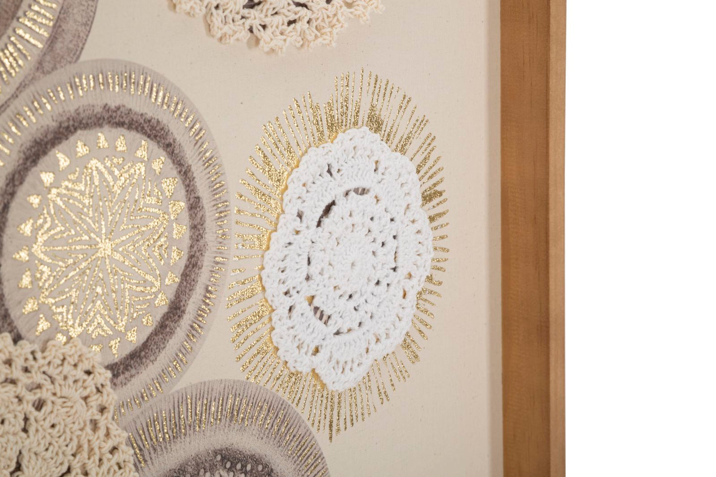 Wandpaneel Cirkel Met Applicatie Boho Chic 60x45x3.2 cm