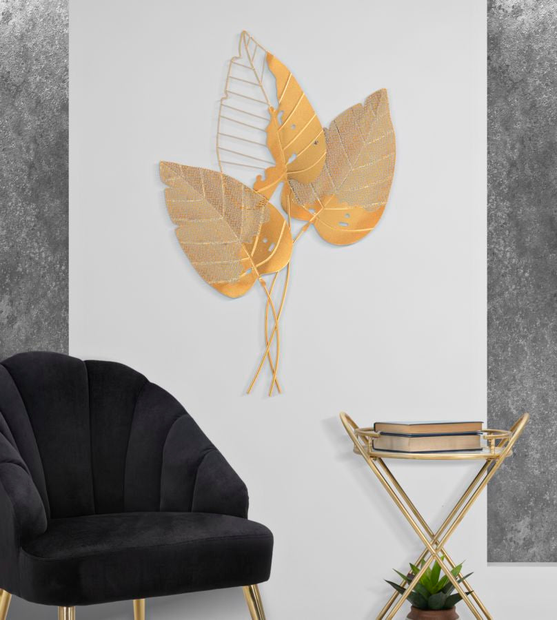 Wanddecoratie Herfstblad Goud 84.5x53x4 cm