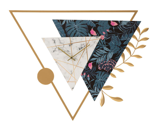 Wandklok Driehoek Glam Multicolor 59x75x4.5 cm