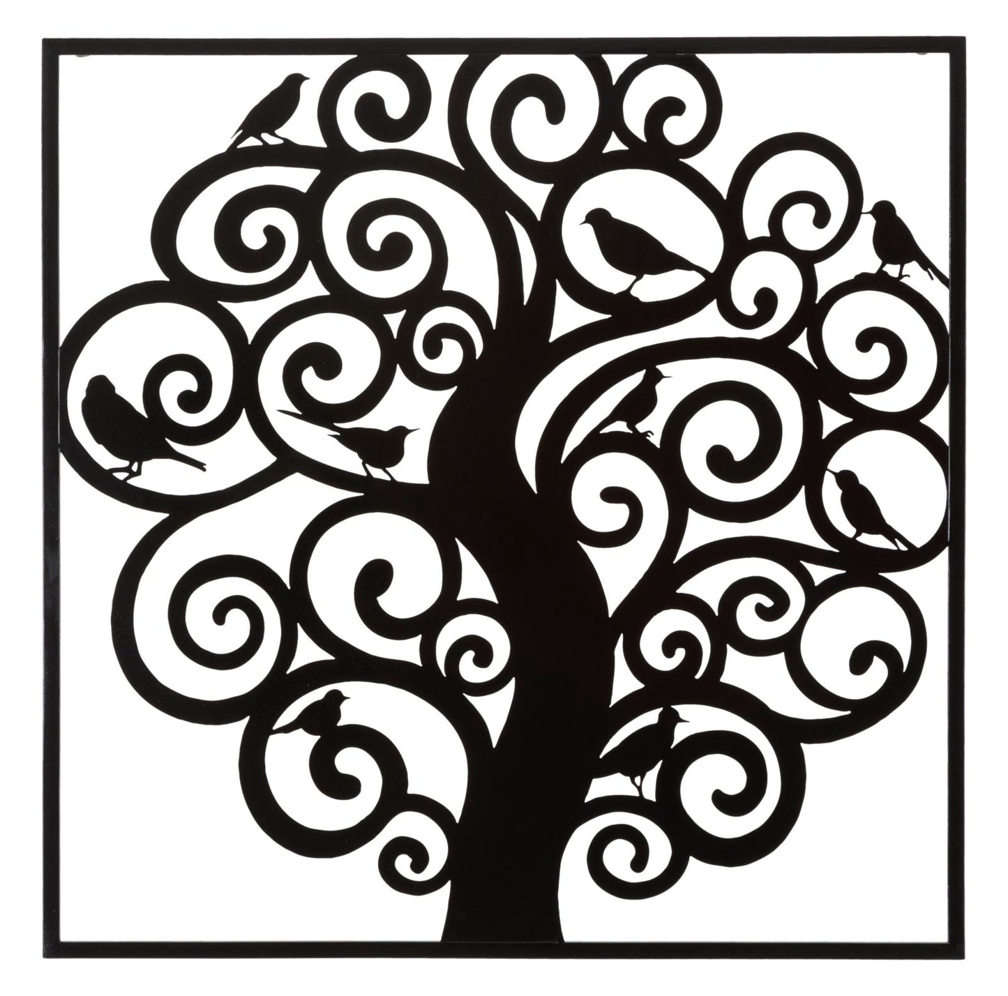 Ijzeren Wandpaneel Boom Met Vogels 70x70x1 cm