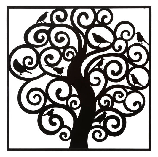 Ijzeren Wandpaneel Boom Met Vogels 70x70x1 cm