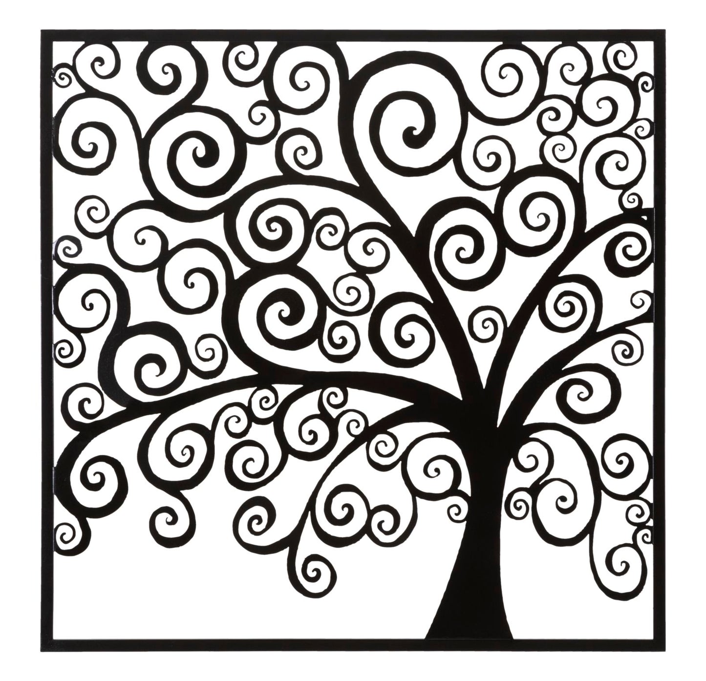 Ijzeren Wandpaneel Boom Met Lijst 100x100x1 cm