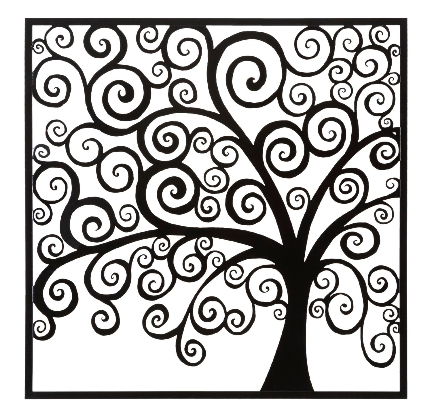 Ijzeren Wandpaneel Boom Met Lijst 100x100x1 cm