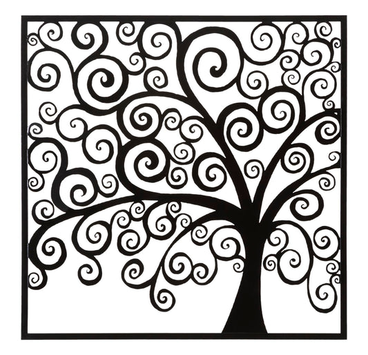 Ijzeren Wandpaneel Boom Met Lijst 100x100x1 cm