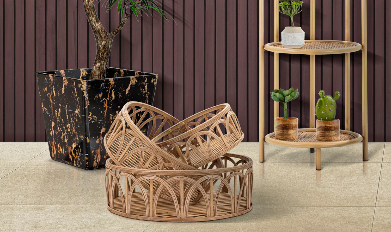 Rattan Schalen Set Fuji 3-delig