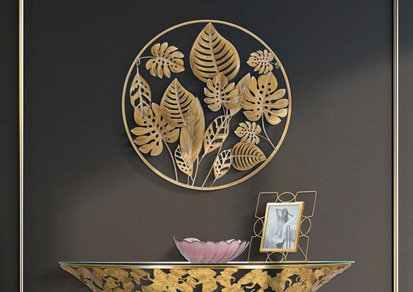 Wandpaneel Jungle Round Goud 80x80x6.5 cm