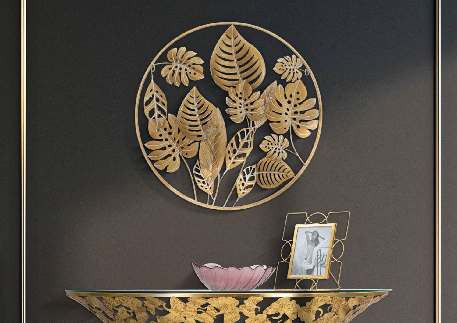 Wandpaneel Jungle Round Goud 80x80x6.5 cm