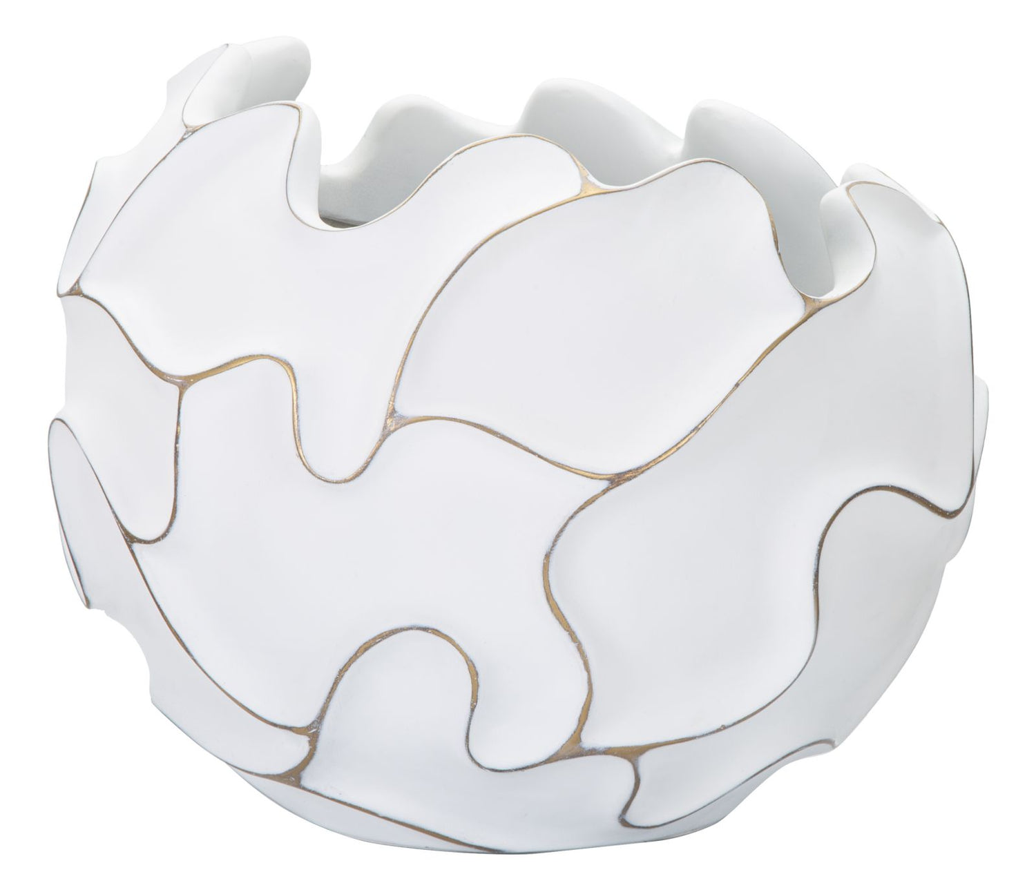 Gaspeau Polyresin Cachepot Met Lijnenpatroon 37x44x44 cm