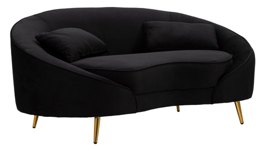 Tweezits Sofa Oslo Glam Black Met Goudkleurige Poten 68x148x84 cm