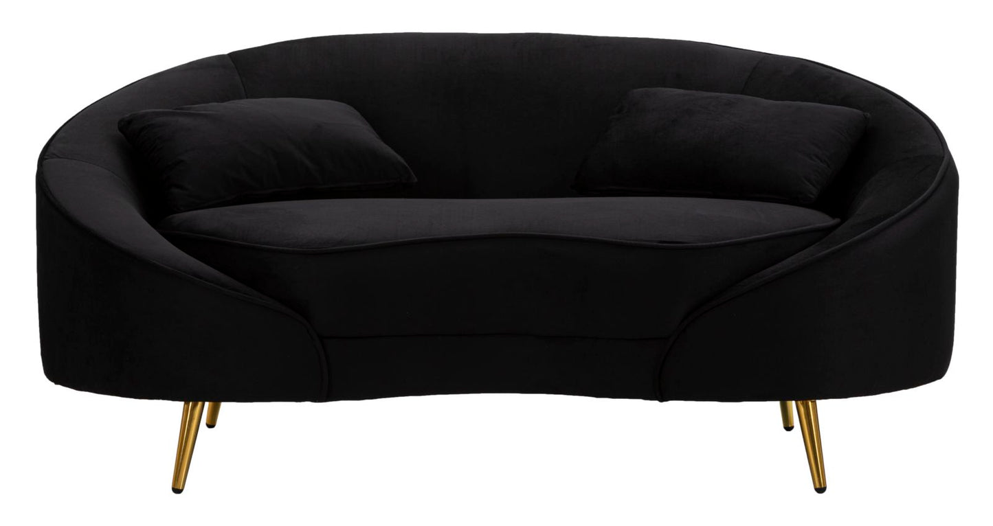 Tweezits Sofa Oslo Glam Black Met Goudkleurige Poten 68x148x84 cm