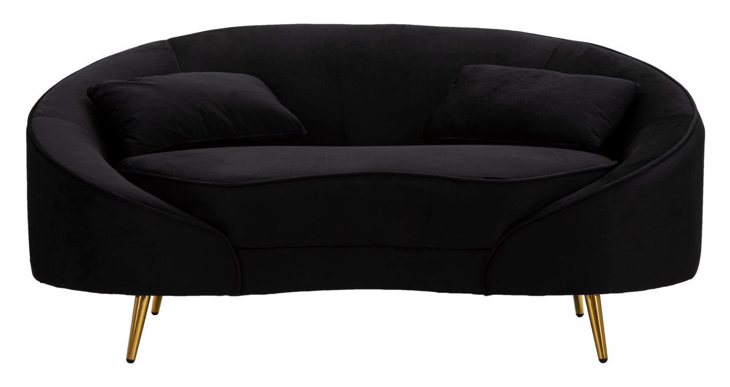 Tweezits Sofa Oslo Glam Black Met Goudkleurige Poten 68x148x84 cm
