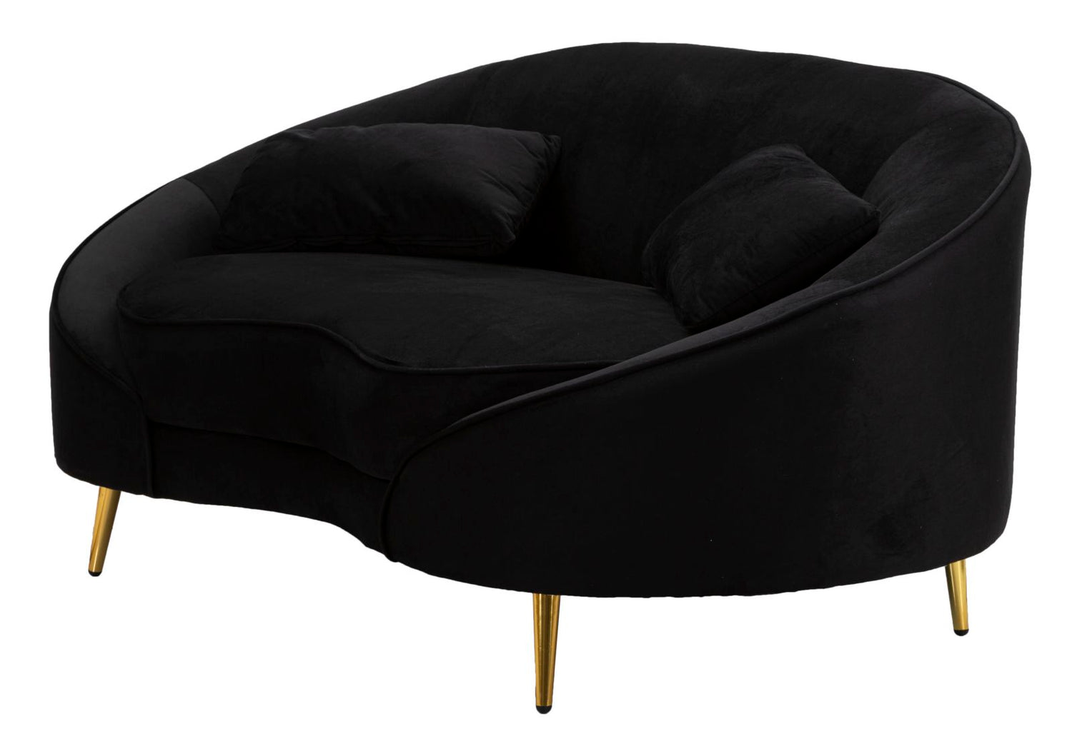 Tweezits Sofa Oslo Glam Black Met Goudkleurige Poten 68x148x84 cm