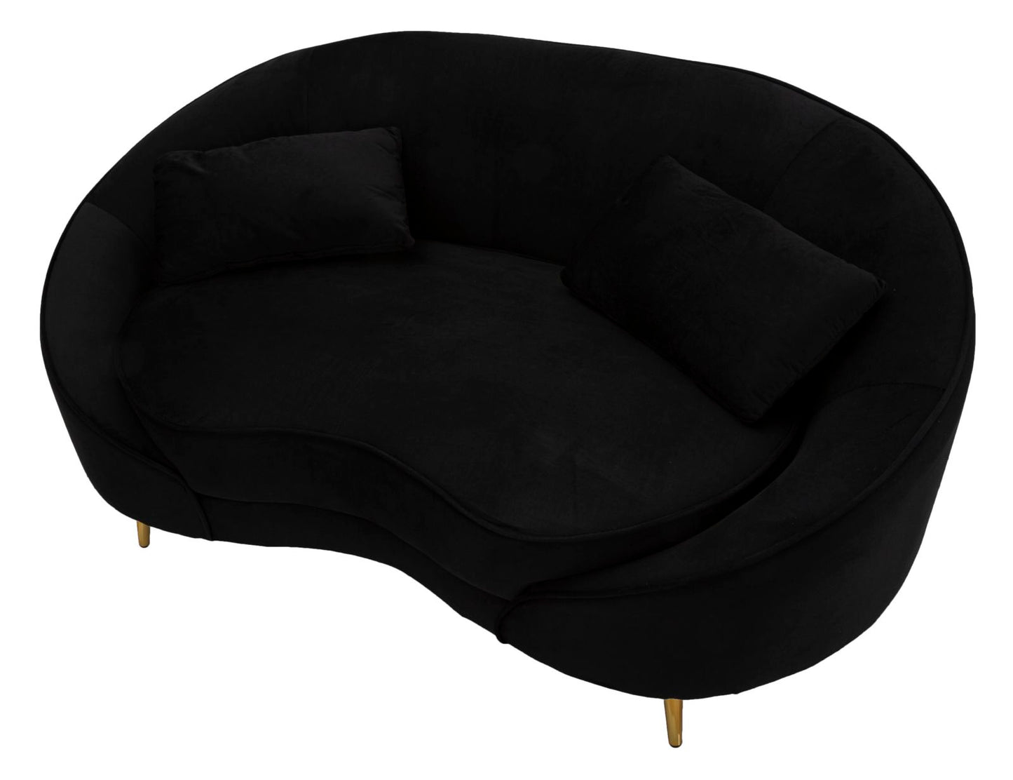 Tweezits Sofa Oslo Glam Black Met Goudkleurige Poten 68x148x84 cm