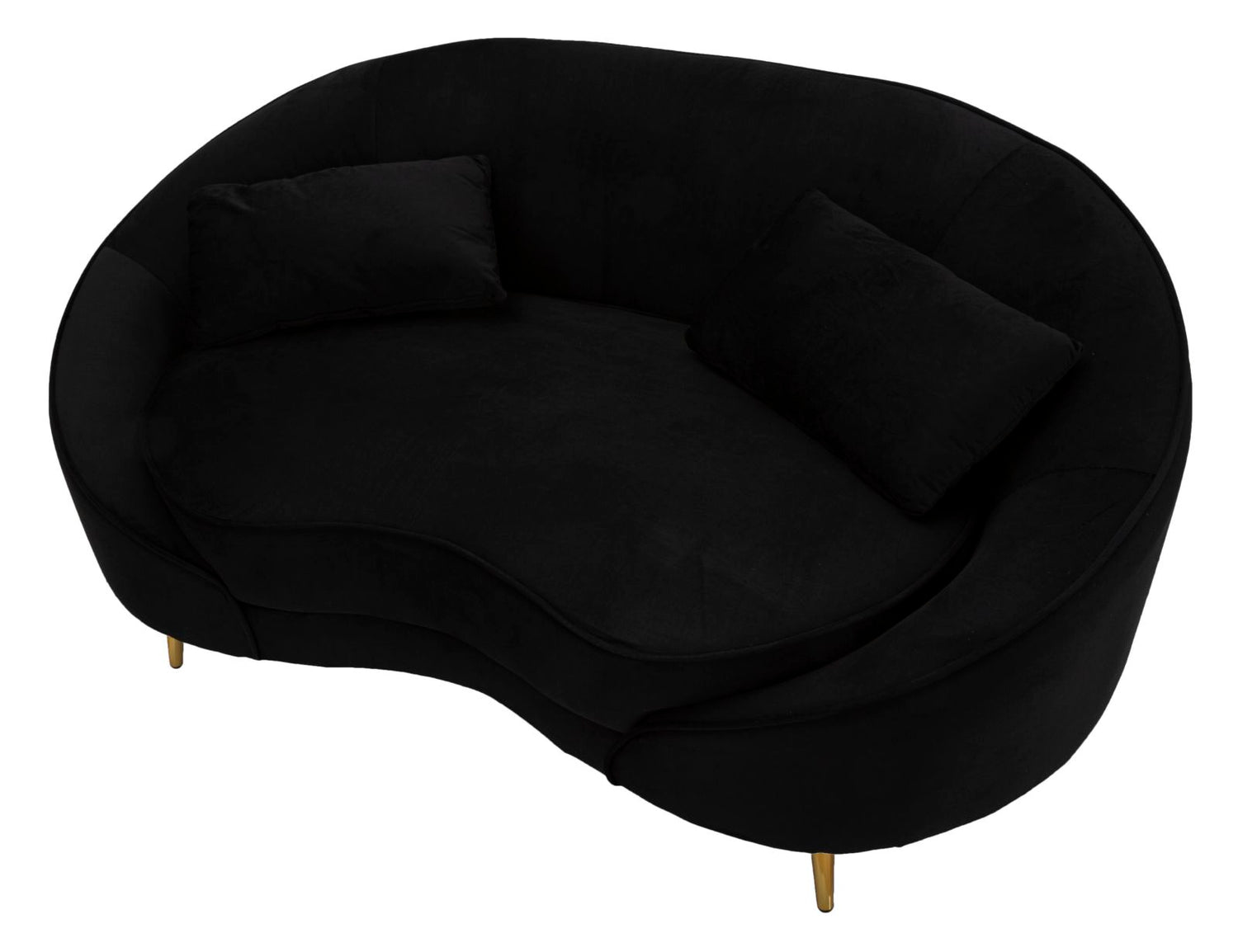 Tweezits Sofa Oslo Glam Black Met Goudkleurige Poten 68x148x84 cm