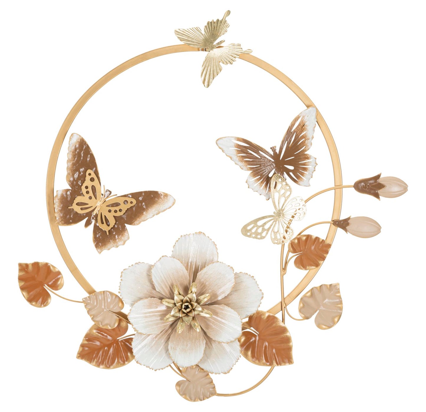 Gouden Wandpaneel Bloemen 63.5x58.4x5.1 cm