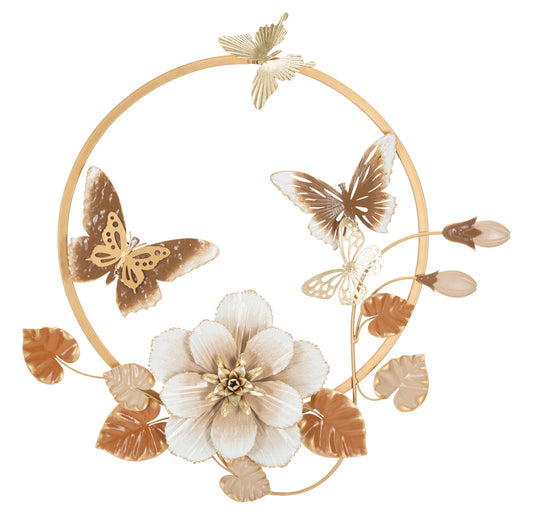 Gouden Wandpaneel Bloemen 63.5x58.4x5.1 cm