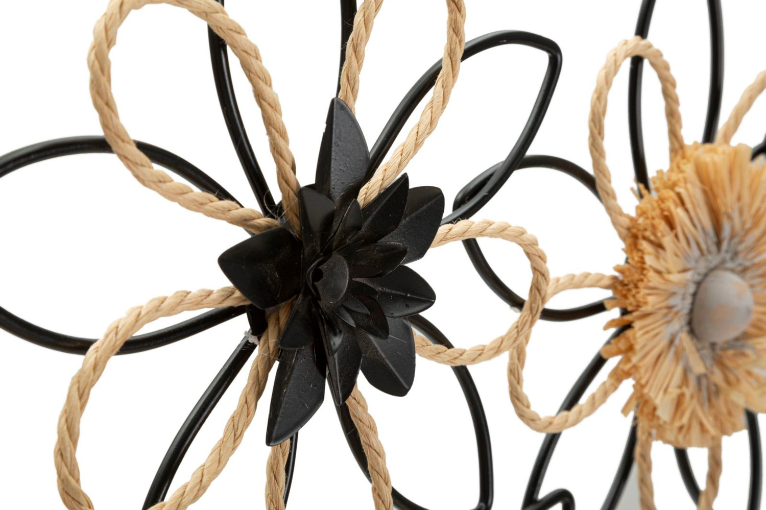 Ijzeren en Raffia Wandpaneel Flow 35x60x4 cm