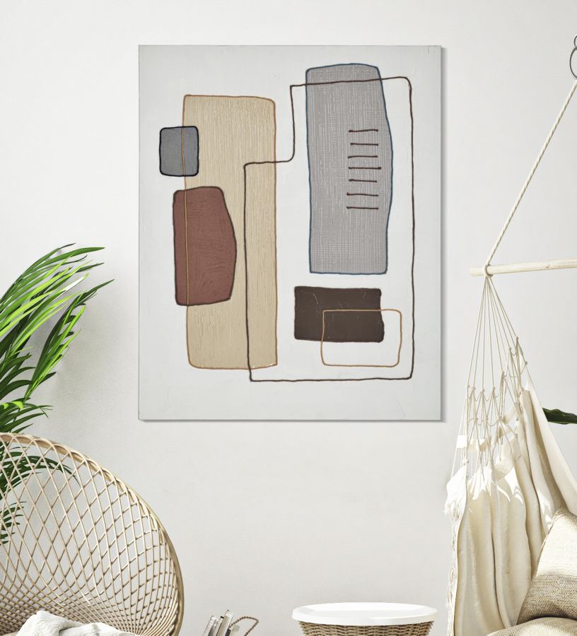 Handbeschilderd Wandschilderij Met Houten Frame 100x80x2.8 cm