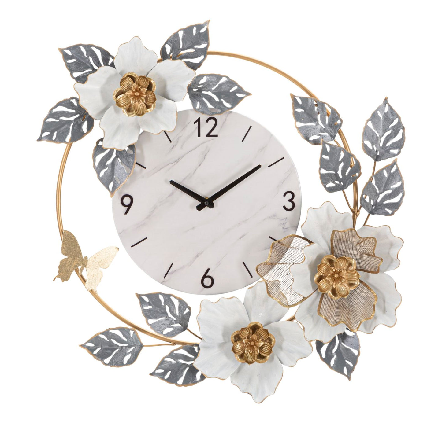 Wandklok Bloemen Boho Chic 64x64x8 cm