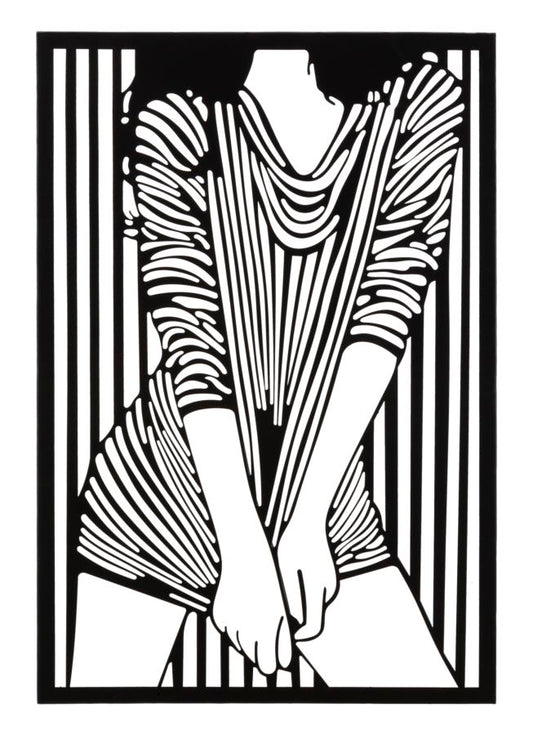 Wandpaneel Meisje Gestreepte Jurk 60x40x1.3 cm