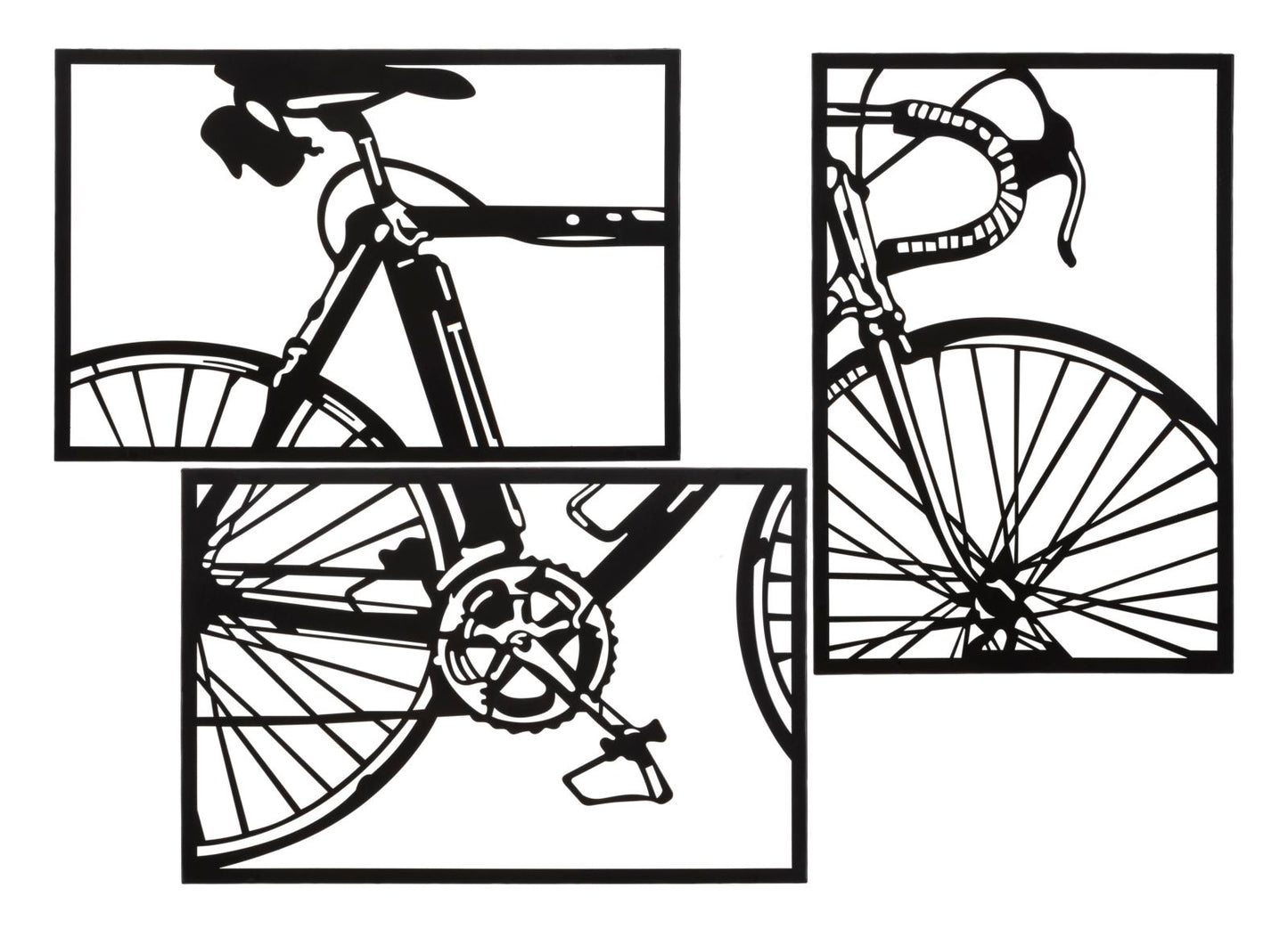 Wandpaneel Fiets Set 3 Stuks 60x40x1.3 cm