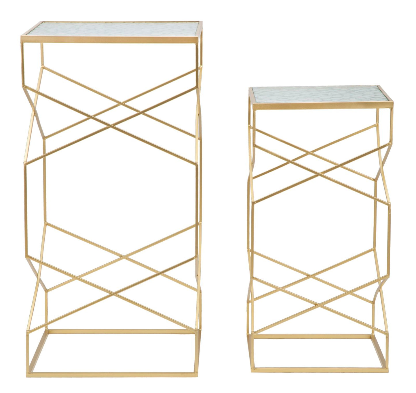 Glazen Bijzettafel Glassy Goud - Set van 2