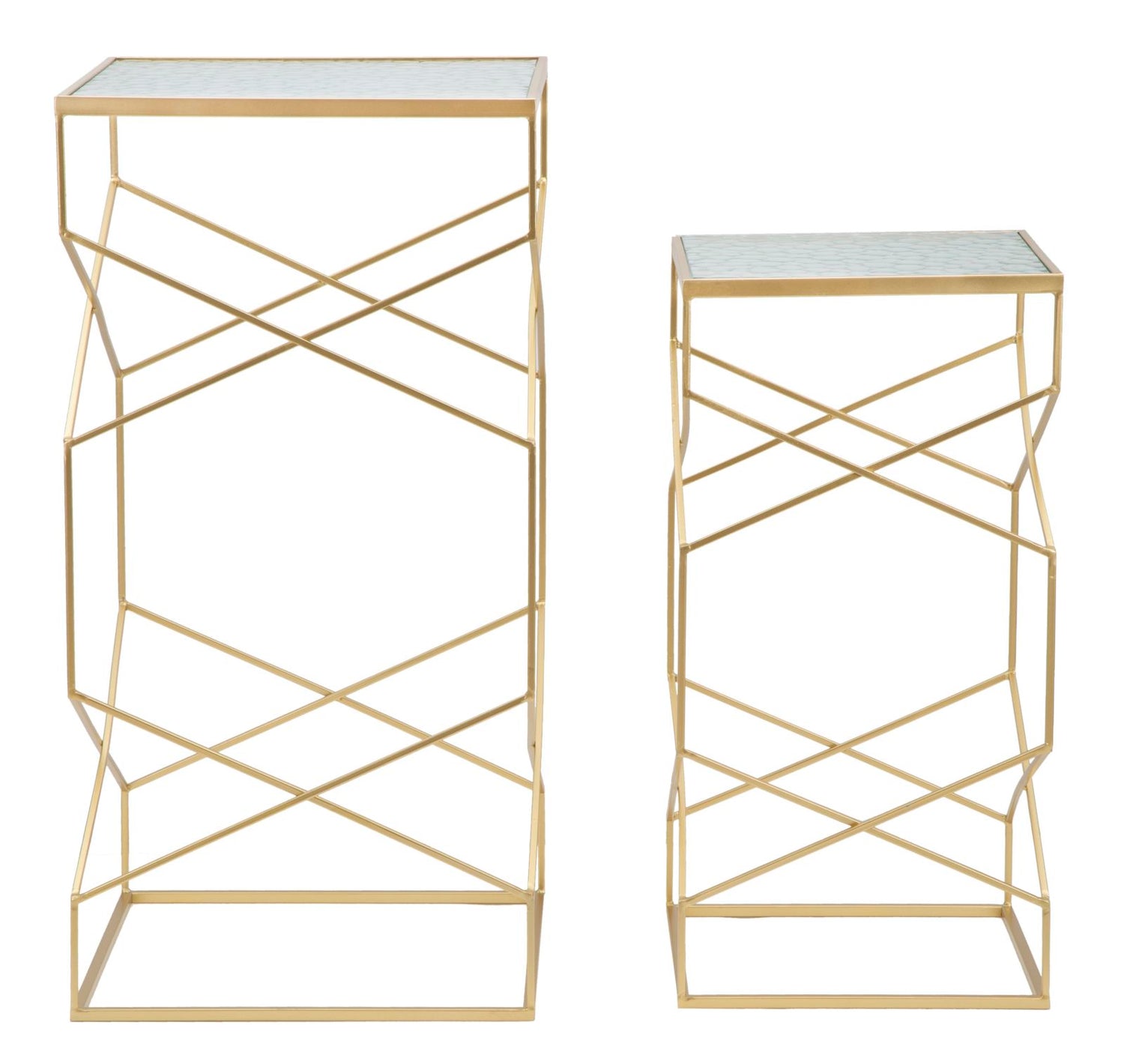 Glazen Bijzettafel Glassy Goud - Set van 2