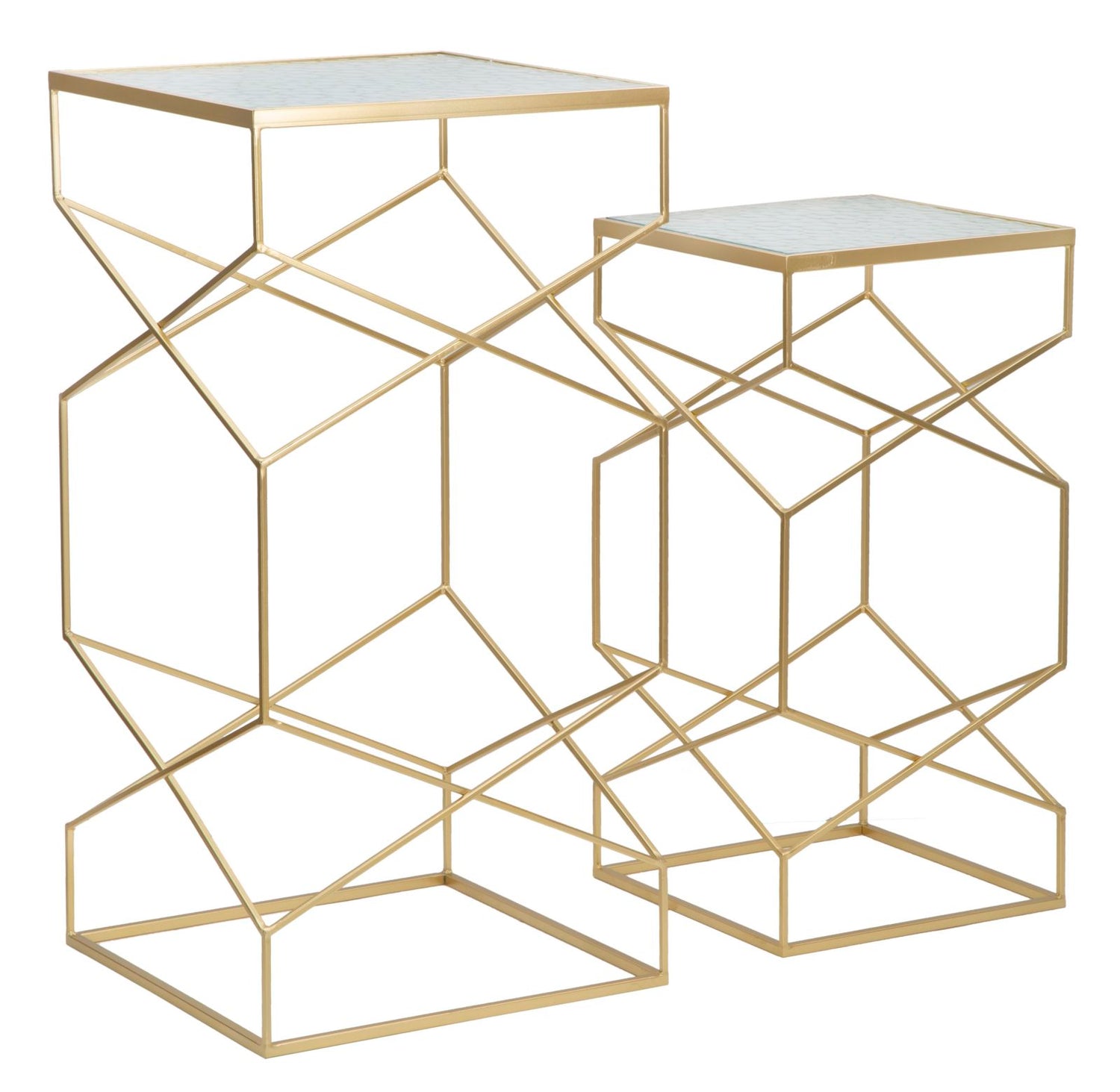 Glazen Bijzettafel Glassy Goud - Set van 2