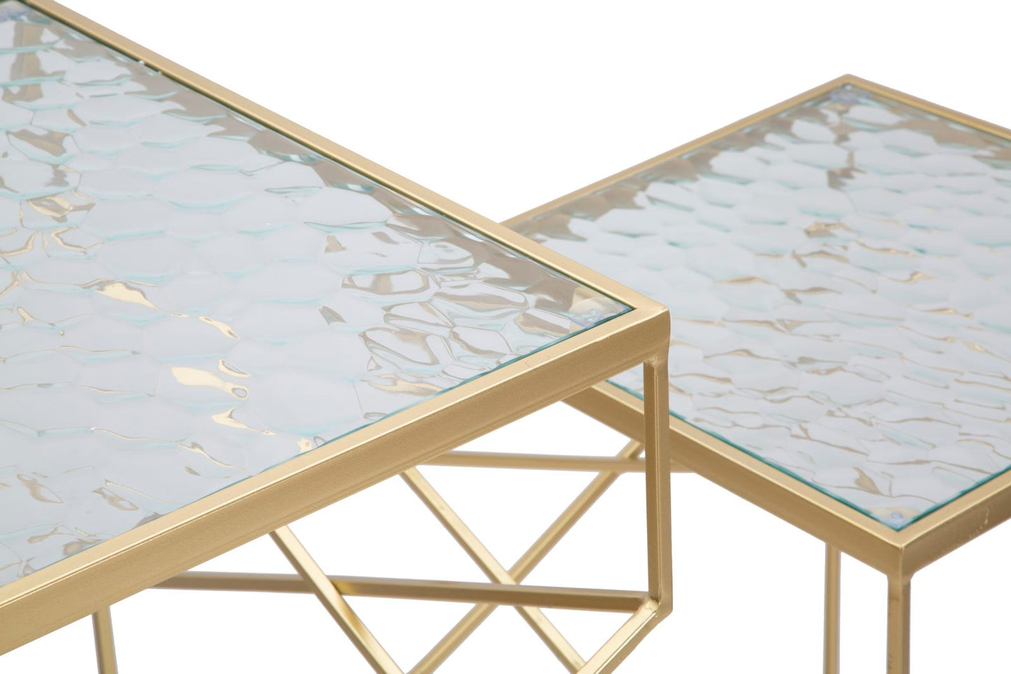 Glazen Bijzettafel Glassy Goud - Set van 2