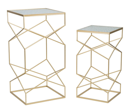 Glazen Bijzettafel Glassy Goud - Set van 2