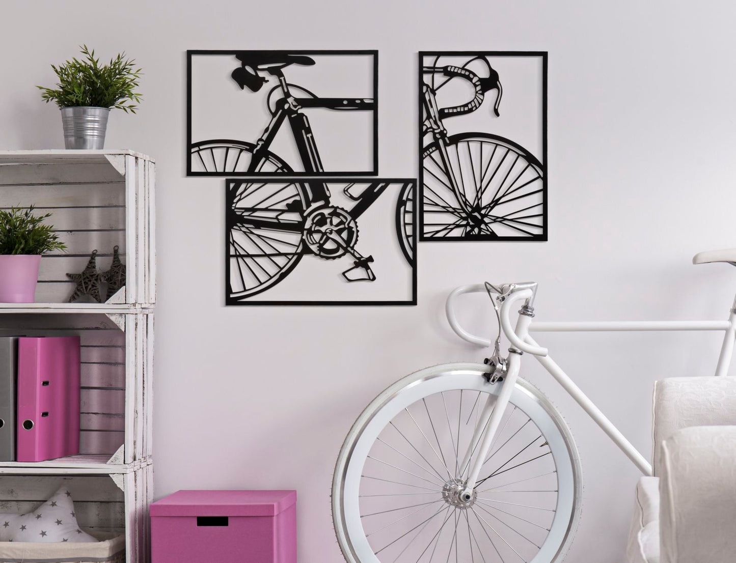 Wandpaneel Fiets Set 3 Stuks 60x40x1.3 cm