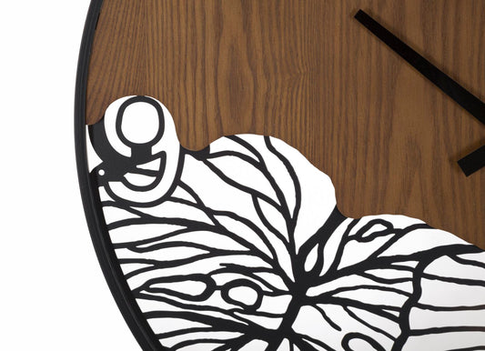 Wandklok Hout/Blad Modern 60x60x2 cm