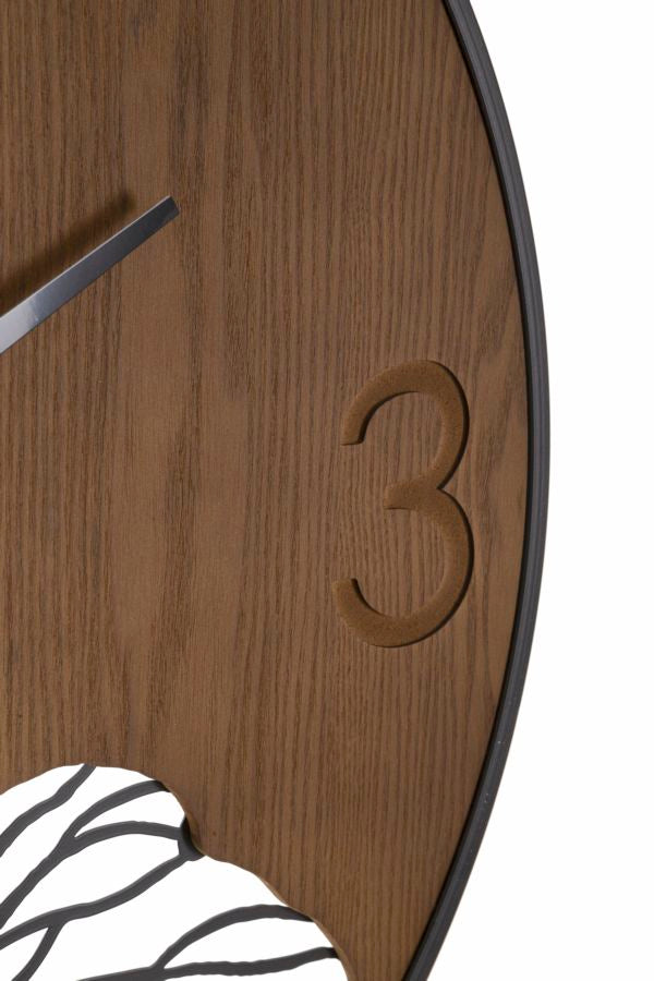 Wandklok Hout/Blad Modern 60x60x2 cm