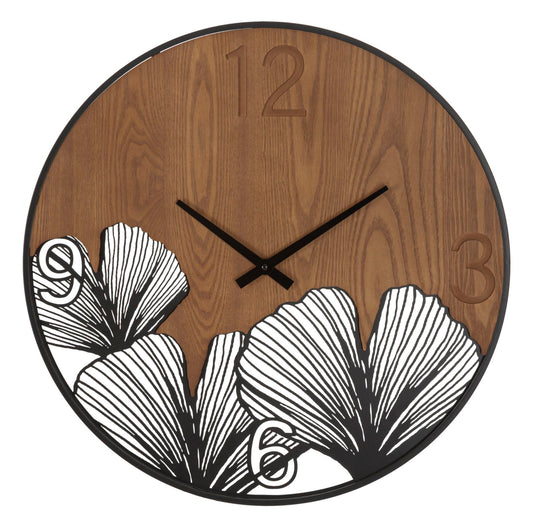 Wandklok Super Wood/Leaf 60x60x2 cm